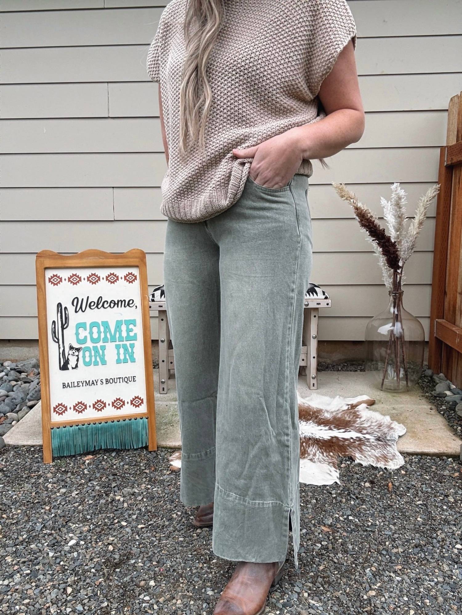 So Me - Wide Leg Twill Jeans