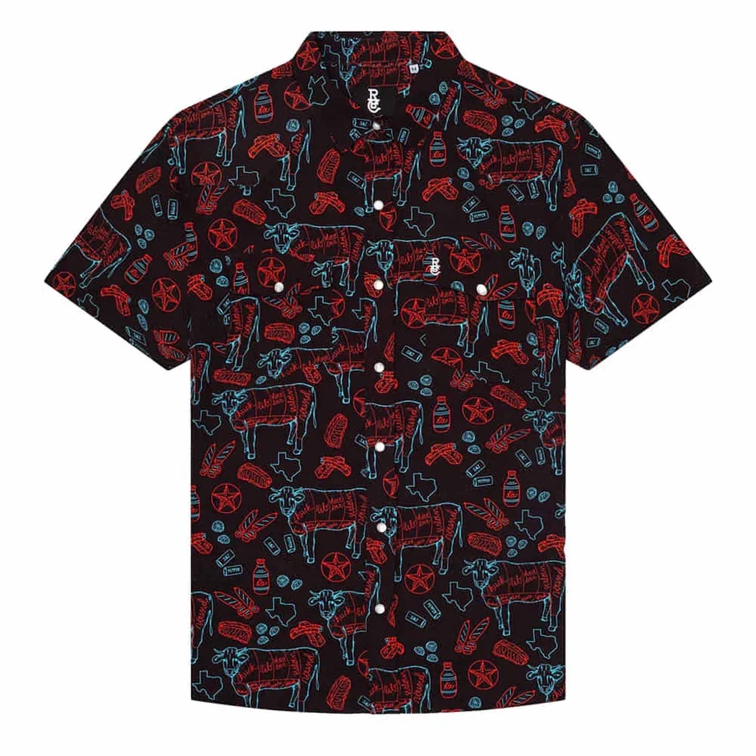 Raised By Coyotes - Men's Texas Bbq Nights Pearl Snap Shirt
