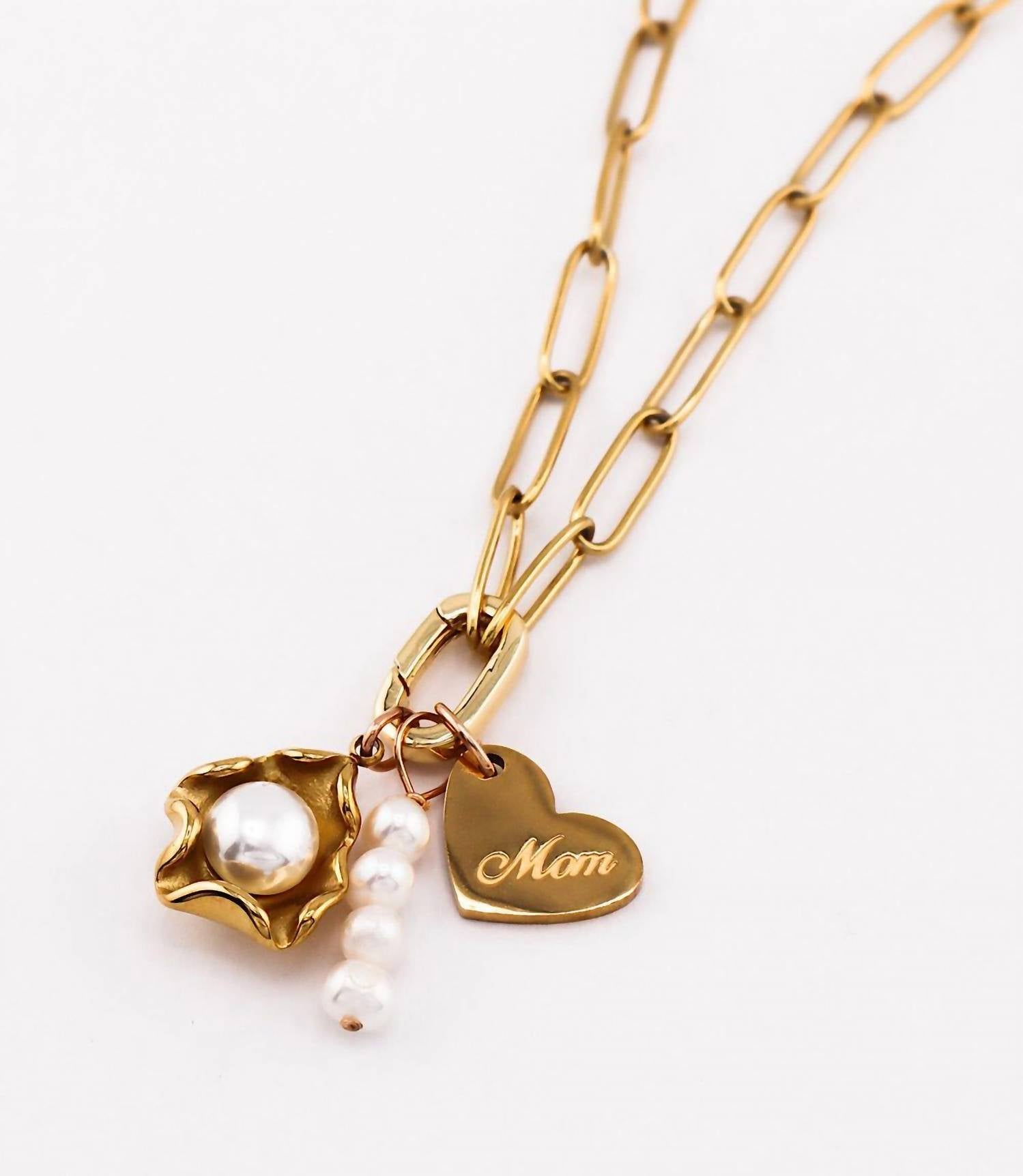 farrah b JEWELRY Women's I Love You Mom Necklace in gold - women's jewelry - alternate view