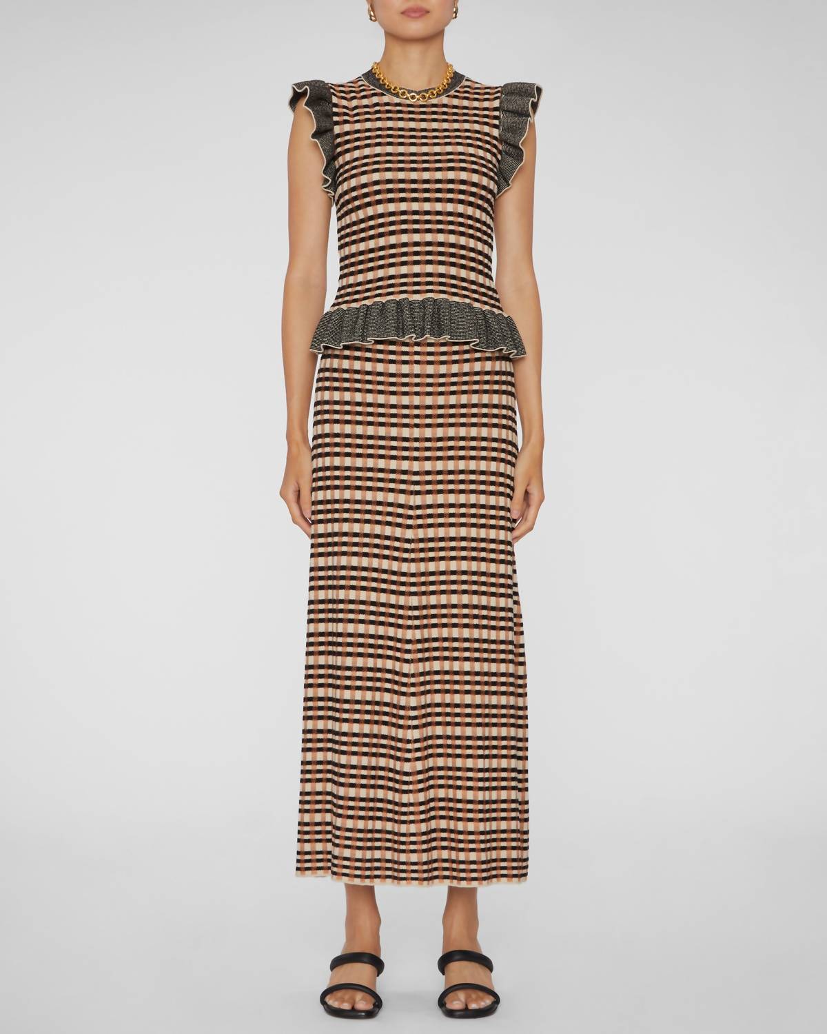 Ulla Johnson Amal Midi Skirt in tierra check - women's skirt