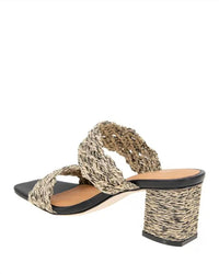 andre assous Women's Drew Crochet Heel in natural black - women's heels - detail view