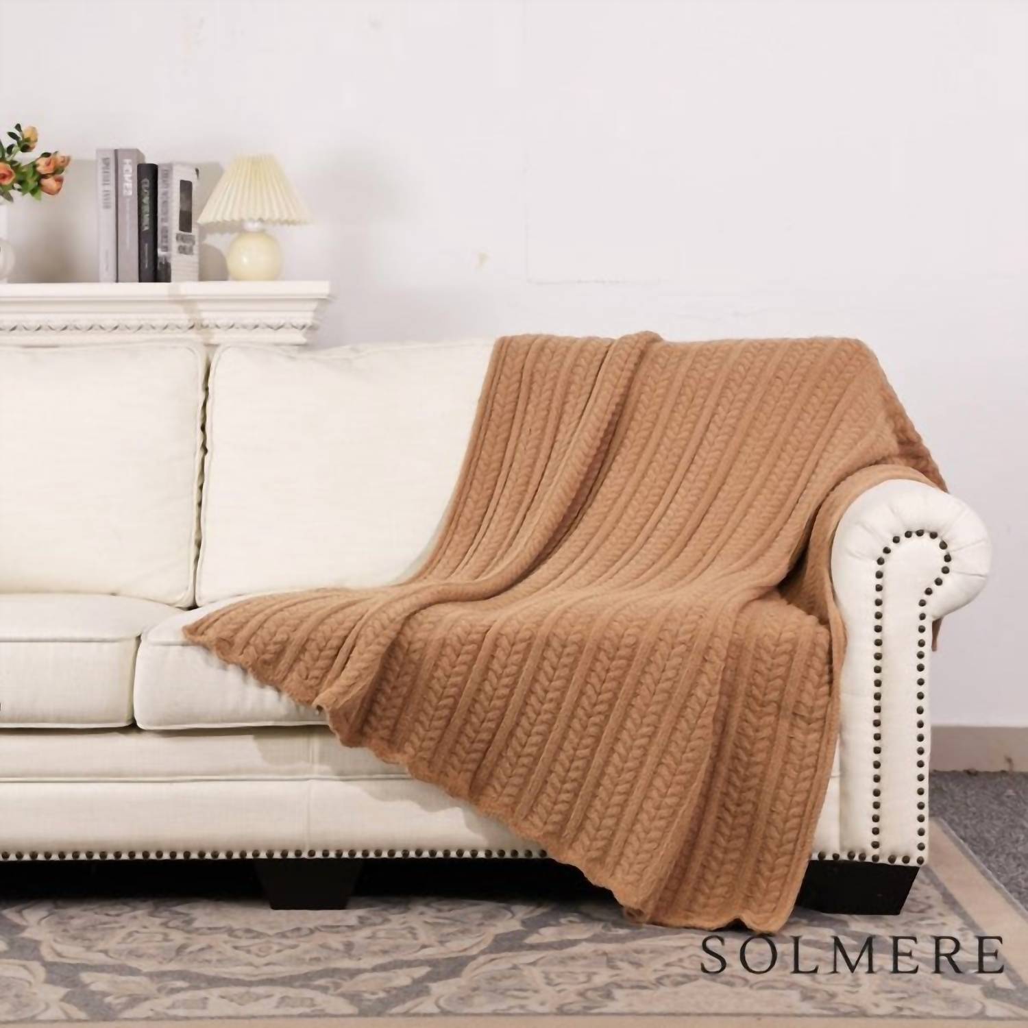 Judson & Company Cable Knit Monochromatic Blanket in khaki - item