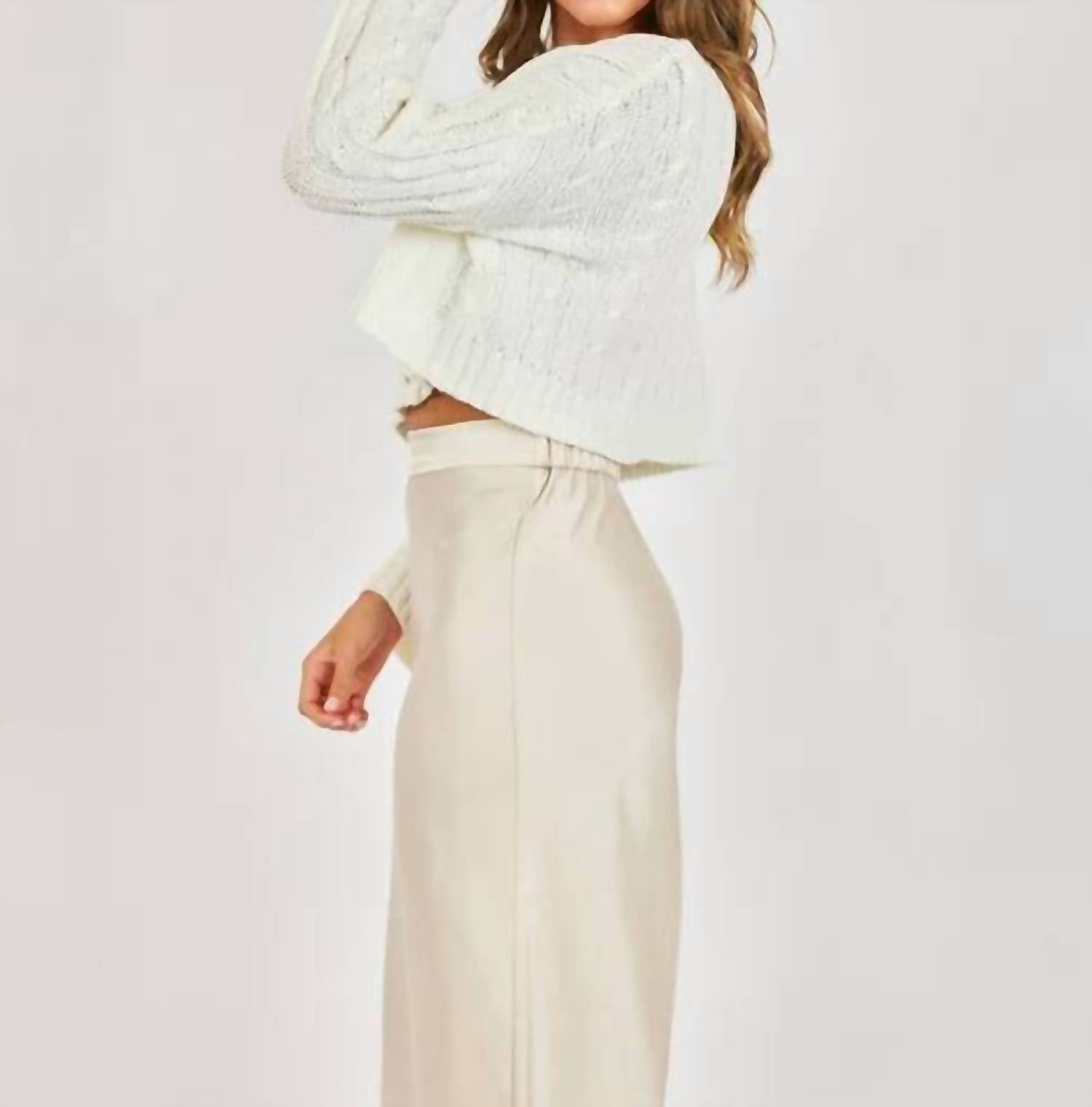 Sadie & Sage You And Me Cardi Sweater Top in white - women's sweater - detail view