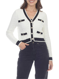 Rain And Rose - Textured Ornate Button Cardigan