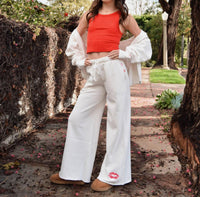 Katie J NYC Girl's Tanner Lips Sweatpants in vintage white - kids' joggers