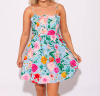 Peach Love - Blossom and Bow Tie Back Mini Sundress