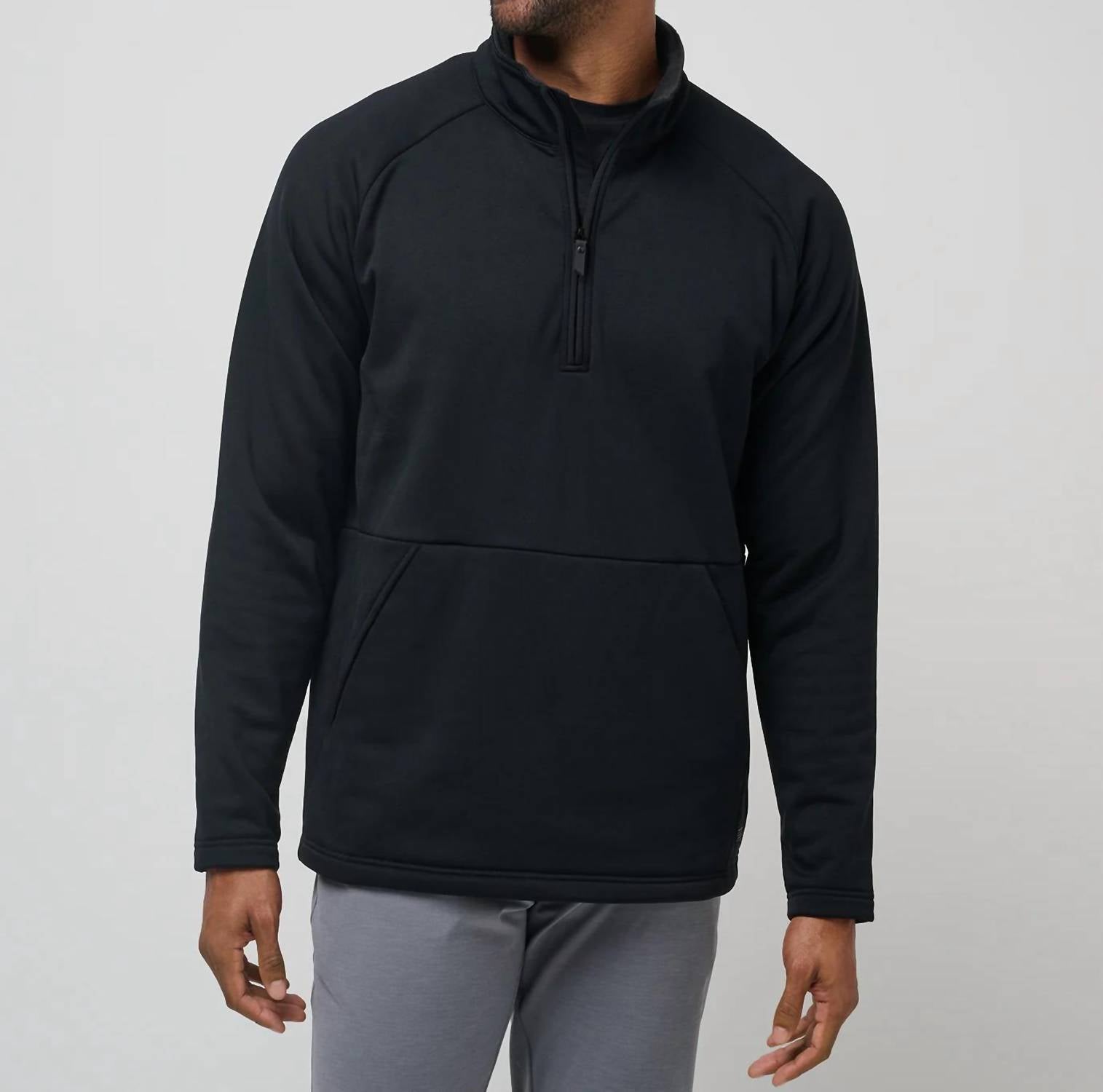 TravisMathew Quest Polar Fleece Pullover in black - men's shirt