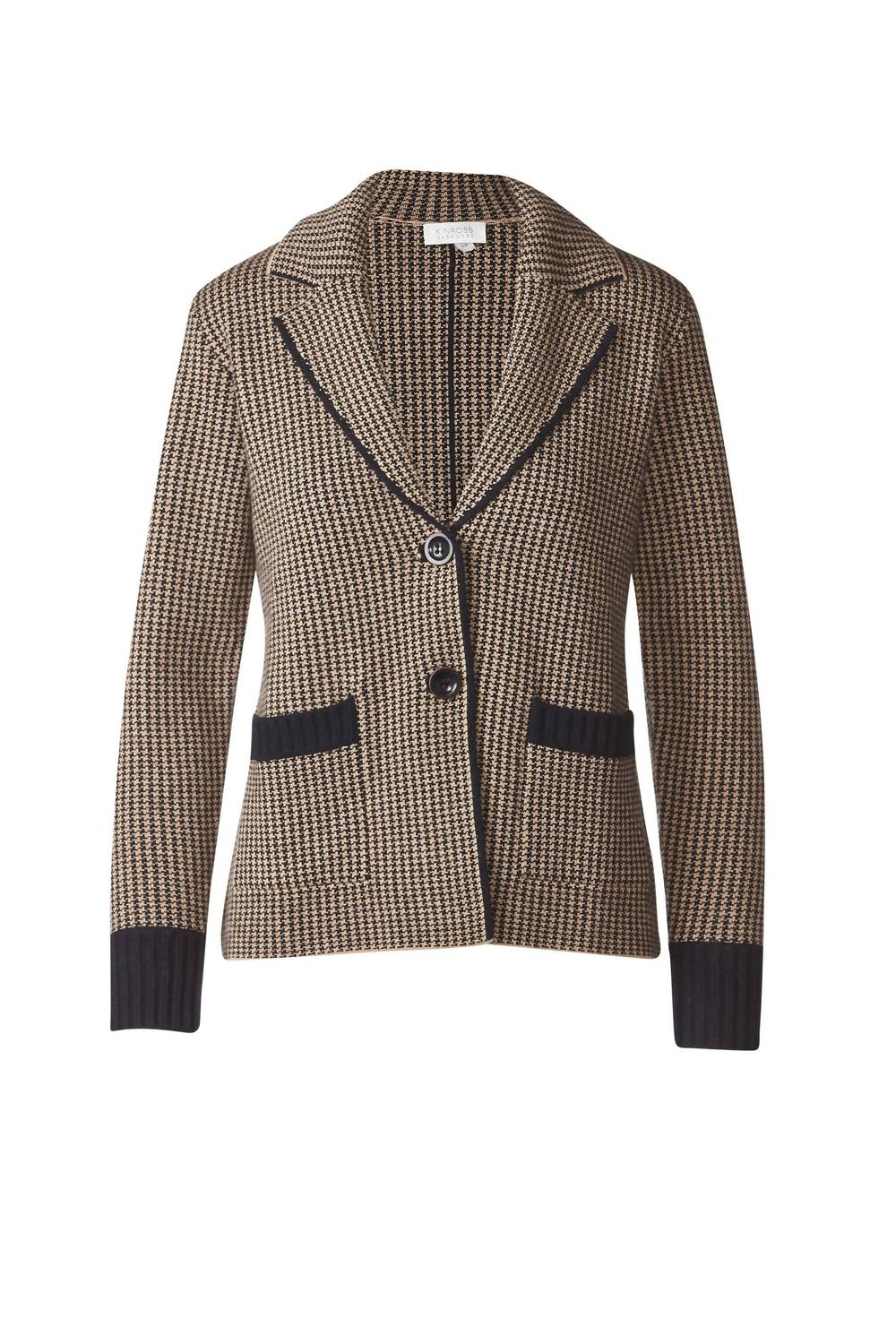 Kinross - Houndstooth Notch Collar Cardigan