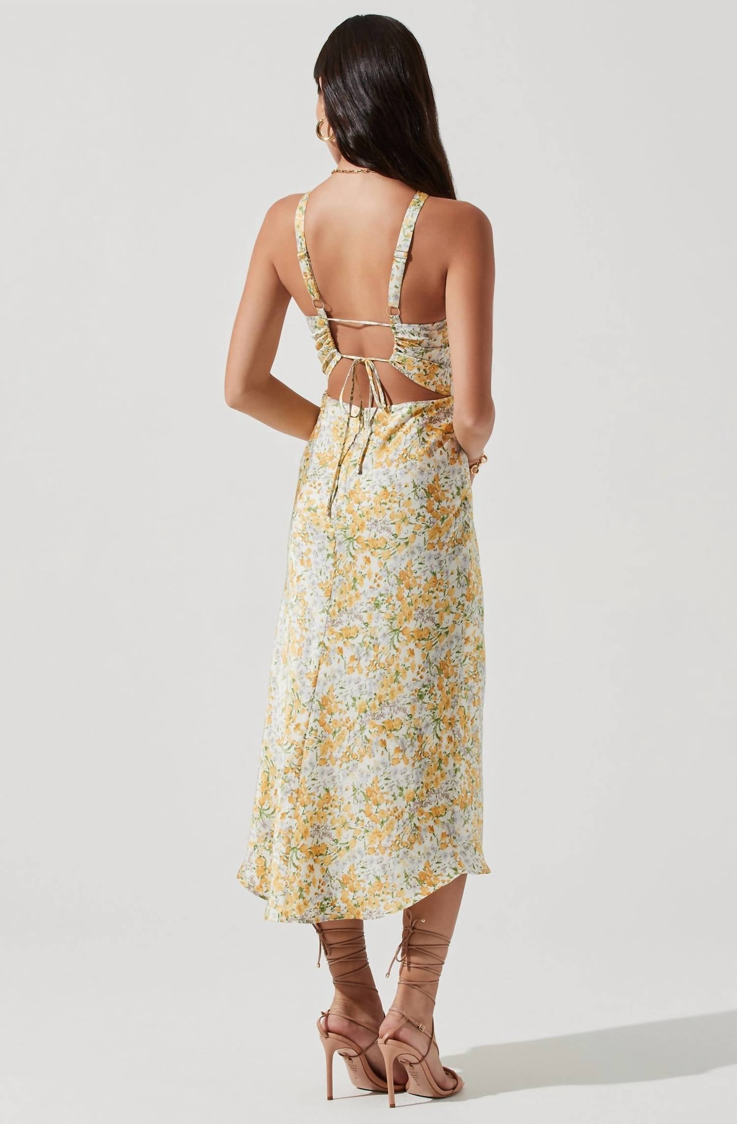 Astr - SANDRINE FLORAL HALTER MIDI DRESS