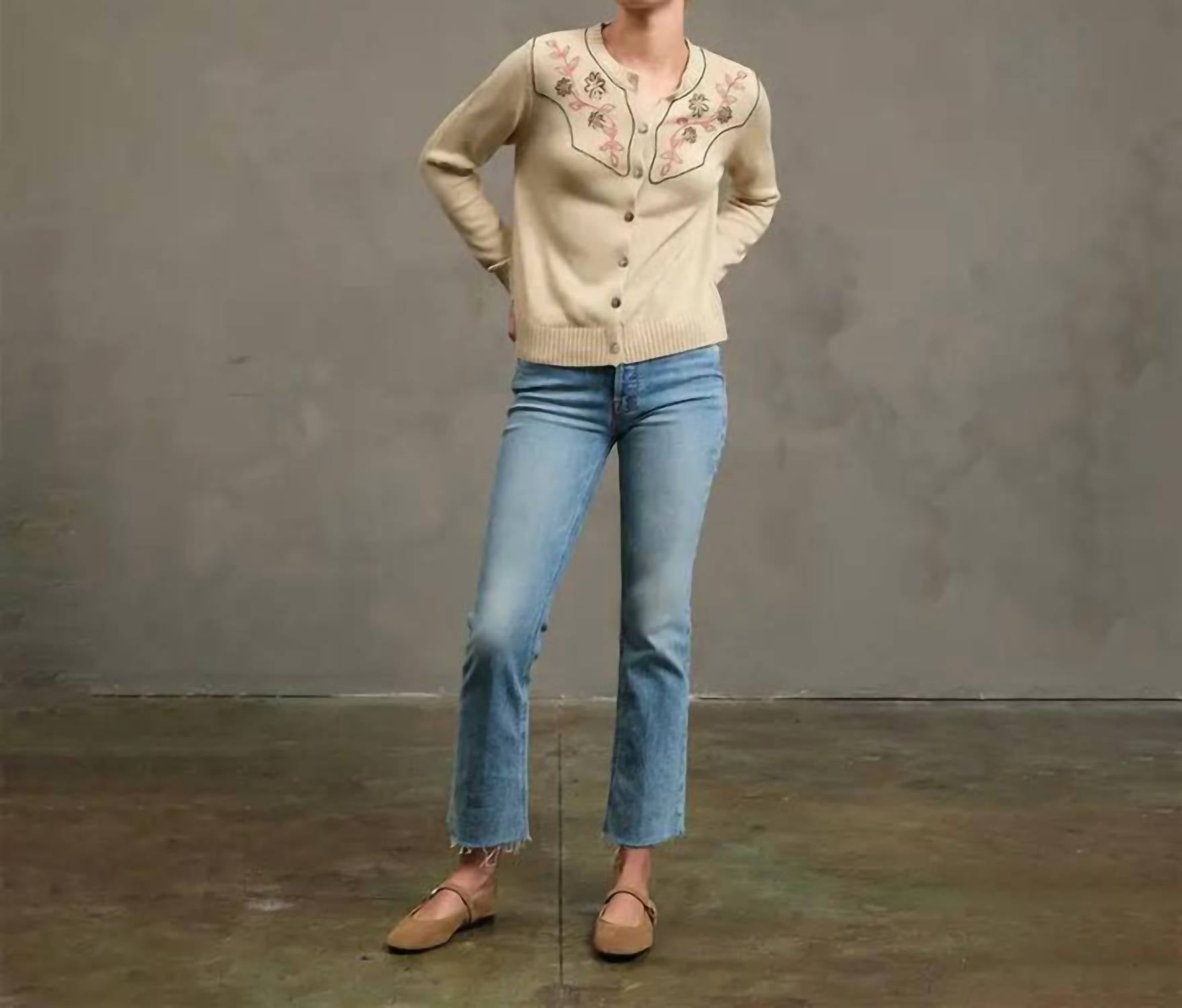Raisonnel - Embroidered Bead Detail Knit Cardigan