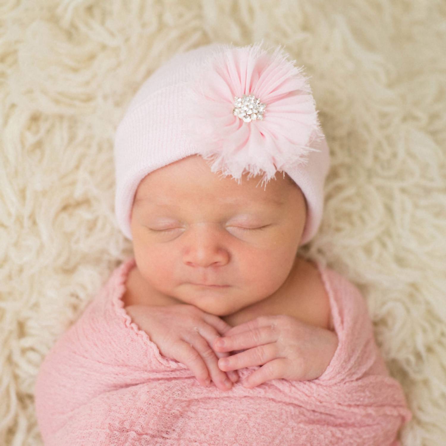 Ilybean - Frayed Flower With Jeweled Center Nursery Hat