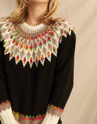 En Creme - Fern & Feather Pattern Knit Sweater