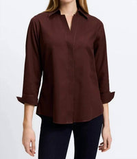 Foxcroft - TAYLOR 3/4 SLEEVE PINPOINT SHIRT