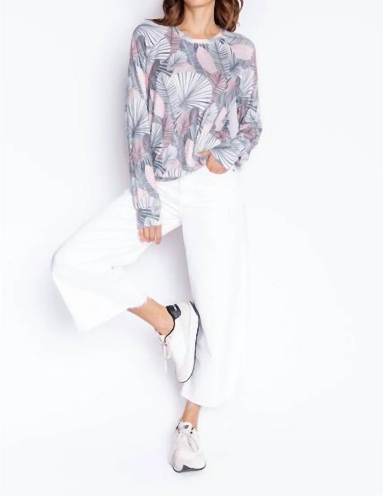 Pj Salvage - Geo Palm Long Sleeve Lounge Top