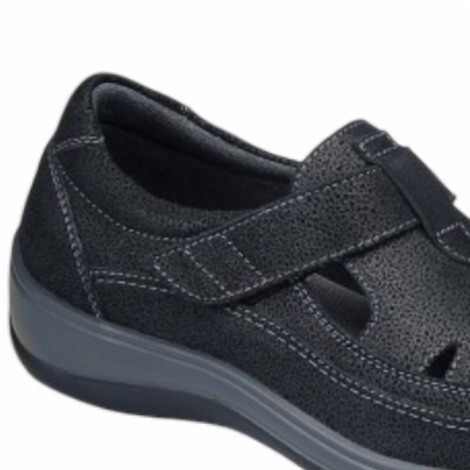 Orthofeet Women's Serene T-strap Shoes in black - women's sandal - alternate view