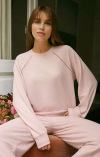 Z Supply All Around French Terry Sweatshirt in washed pink - women's top - alternate view