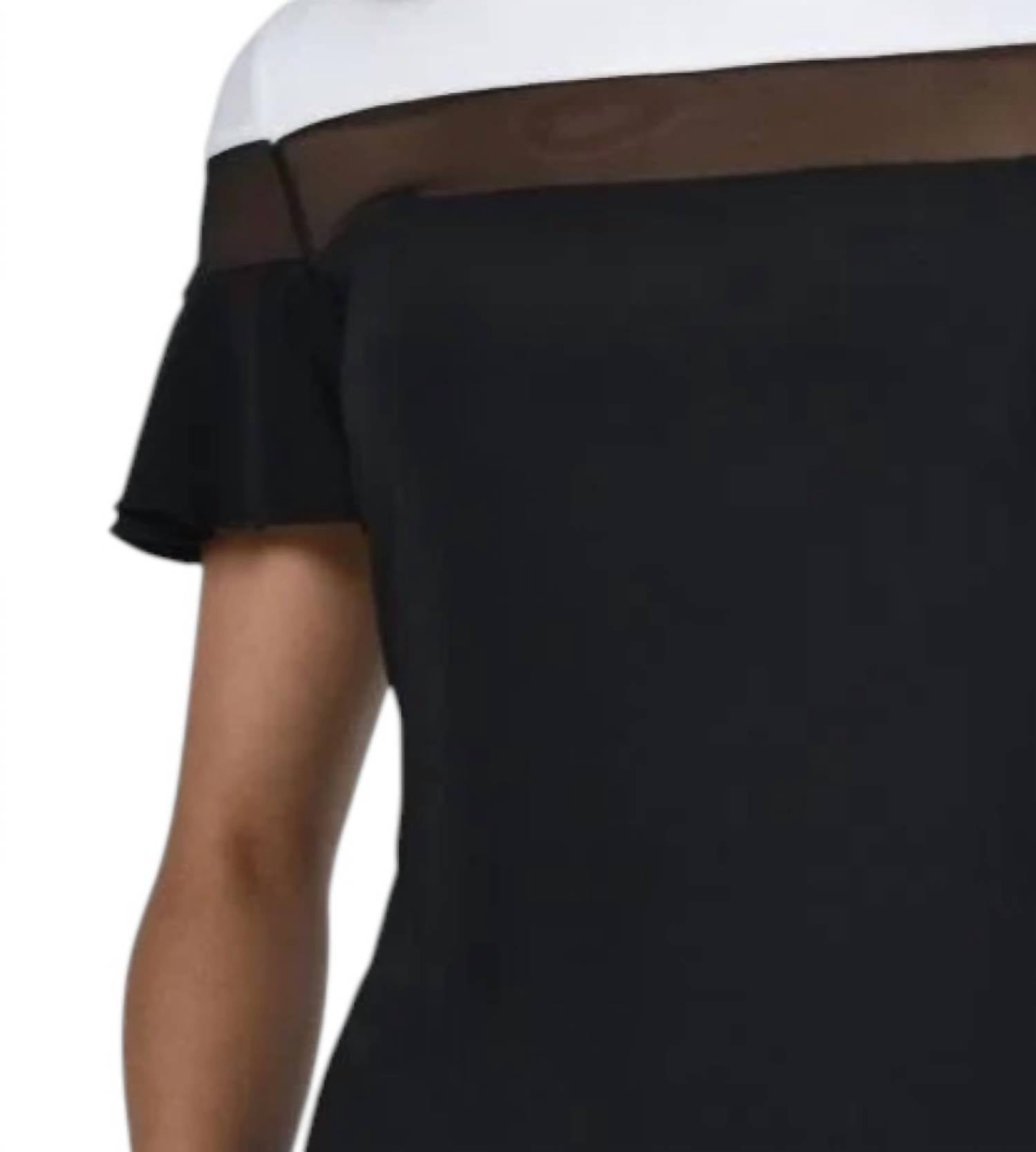 Frank Lyman - Brenlynn Ruffle Short Sleeve Knit Top With Sheer Panel