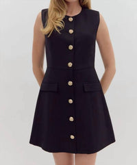 Entro - Alva Structured Button Sleeveless Mini Dress