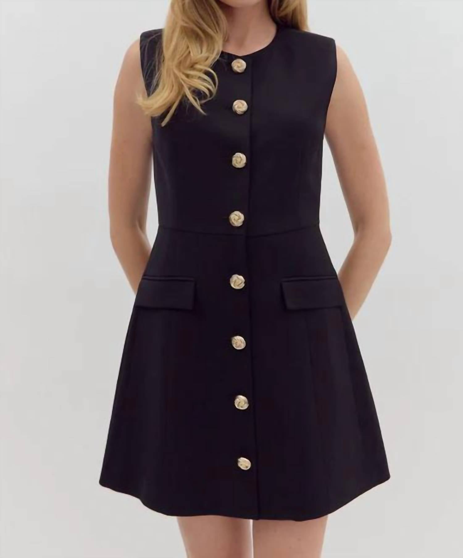 Entro - Alva Structured Button Sleeveless Mini Dress