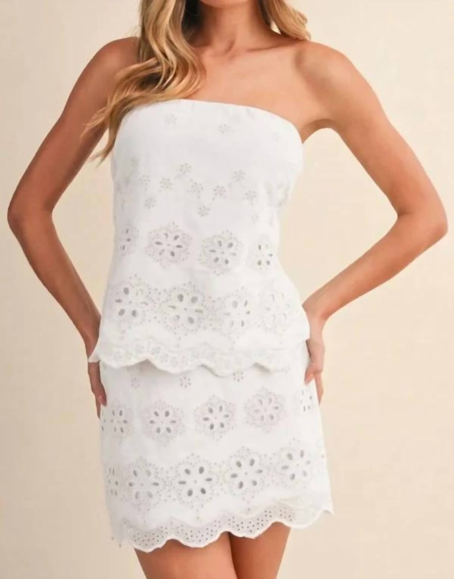 Mint Exclusives - Kyla Eyelet Tube Top Mini Skirt Set
