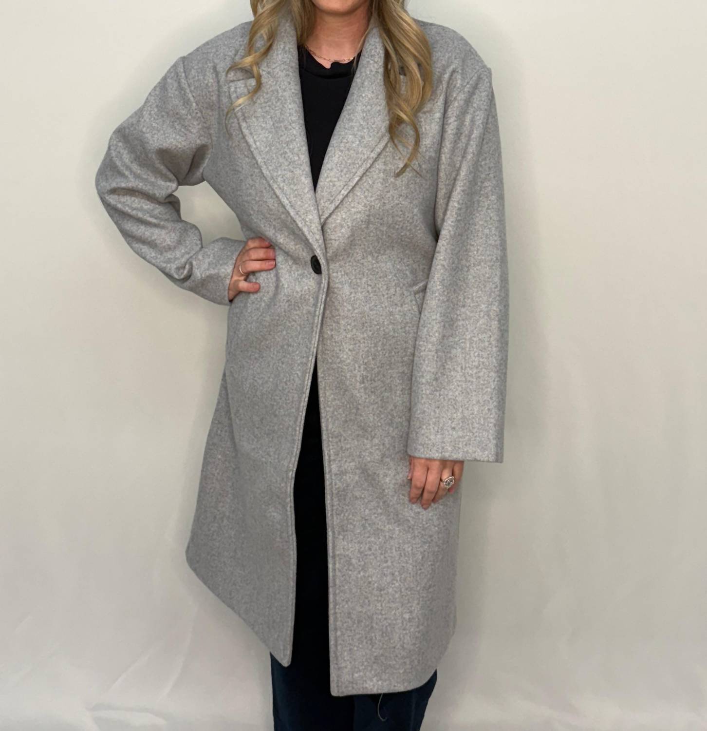 mono b Tailored Trench Coat in heather grey - women's jacket