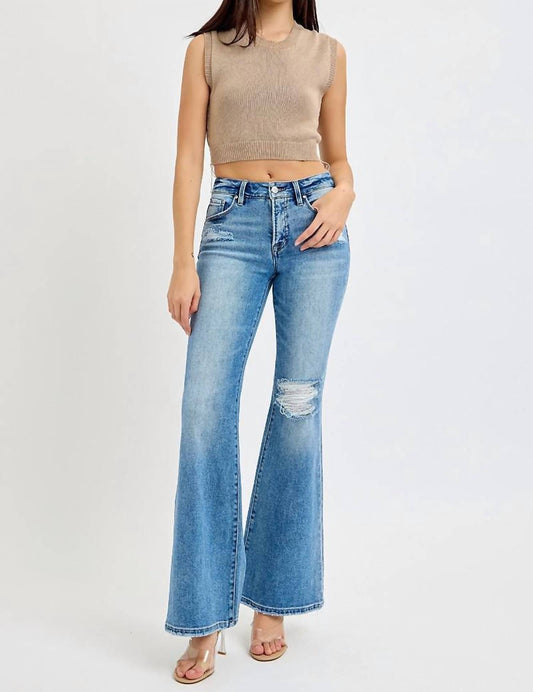 Risen - Mid Rise Tummy Control Flare Jeans - Plus Size
