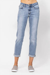 Judy Blue - Mid Rise Boyfriend Denim Jeans - Plus