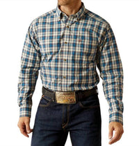 ARIAT Men's Pro Series Parrin Plaid Classic Shirt in teal - men's shirt