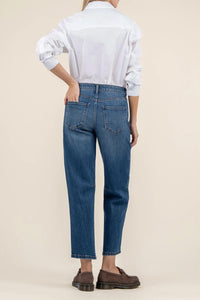 KUT FROM THE KLOTH Ashley High Rise Slouchy Barrel Leg Jeans in dedication w dark base - women's jeans - alternate view