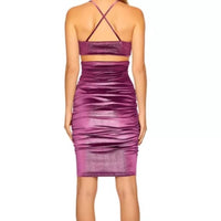 Susana Monaco Women's Square Wire Cross Back Dress in grape jam - women's dress - detail view