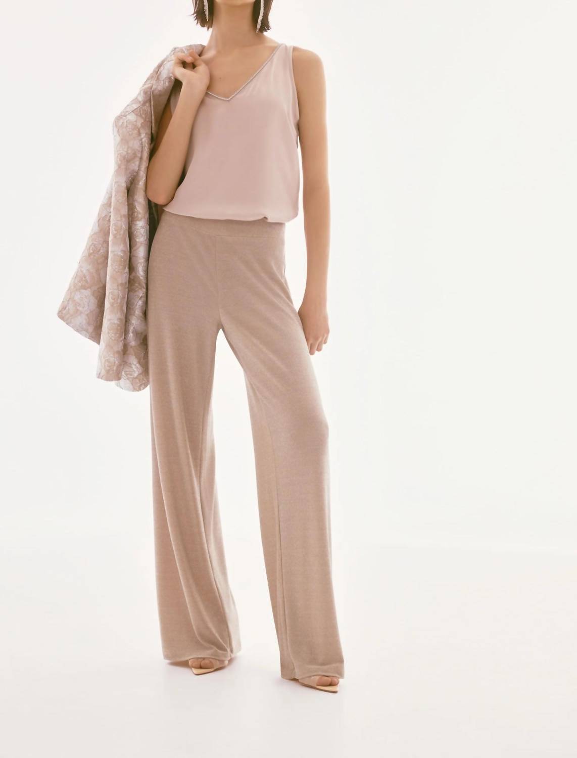 Joseph Ribkoff - Rhinestone Embellished V-neck Satin Top