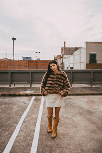 Le Lis - Faux-Fur Stripe Coat
