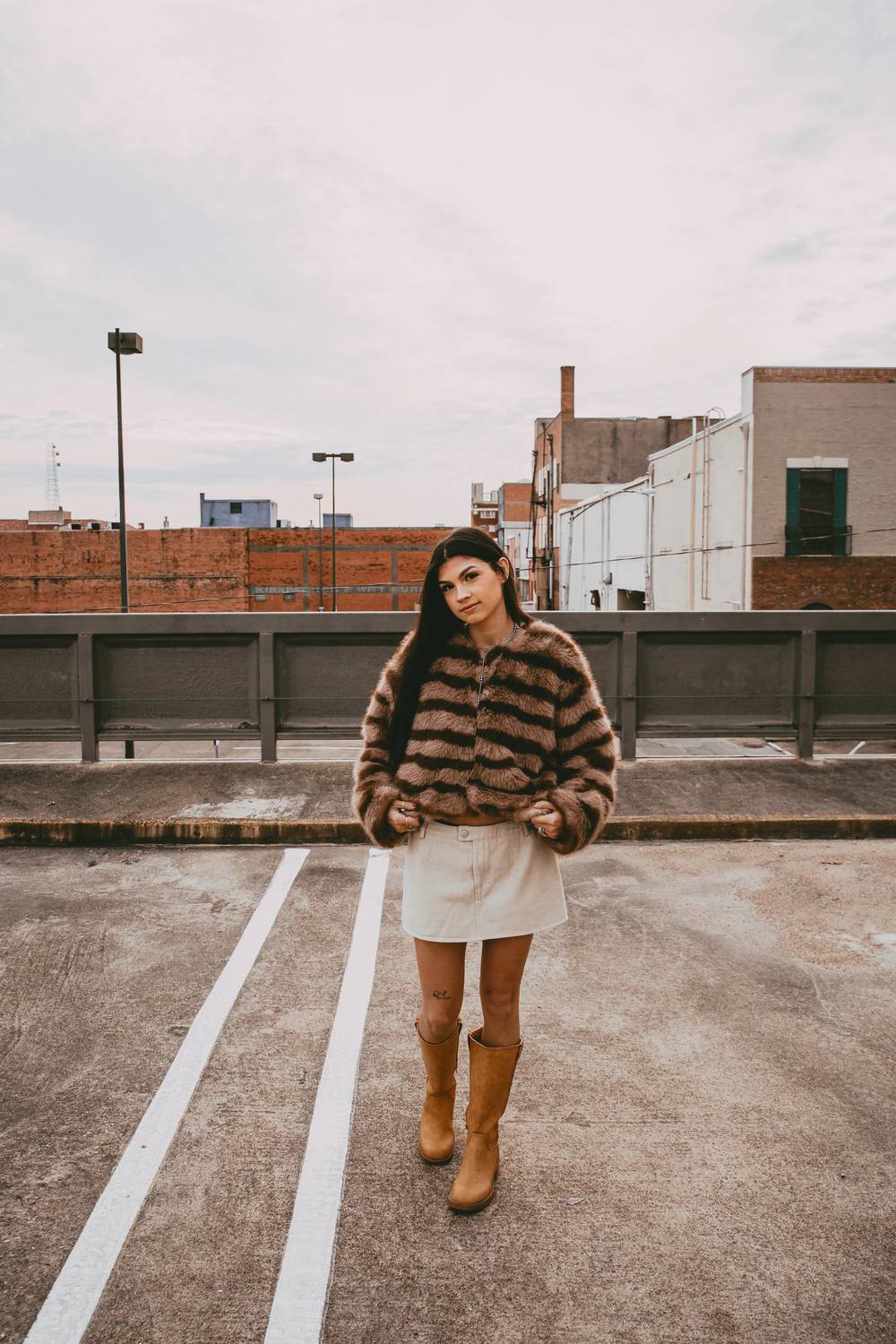 Le Lis - Faux-Fur Stripe Coat