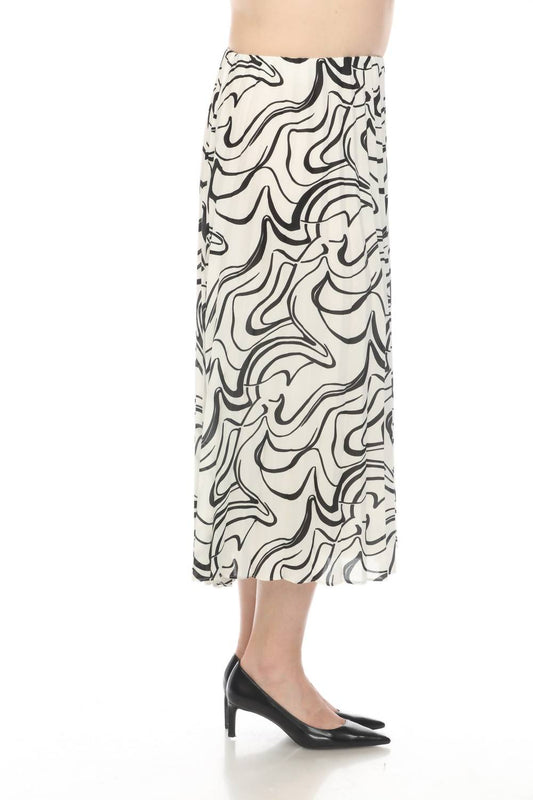 Joseph Ribkoff - Scribble Print Pleated Pull On Midi Skirt