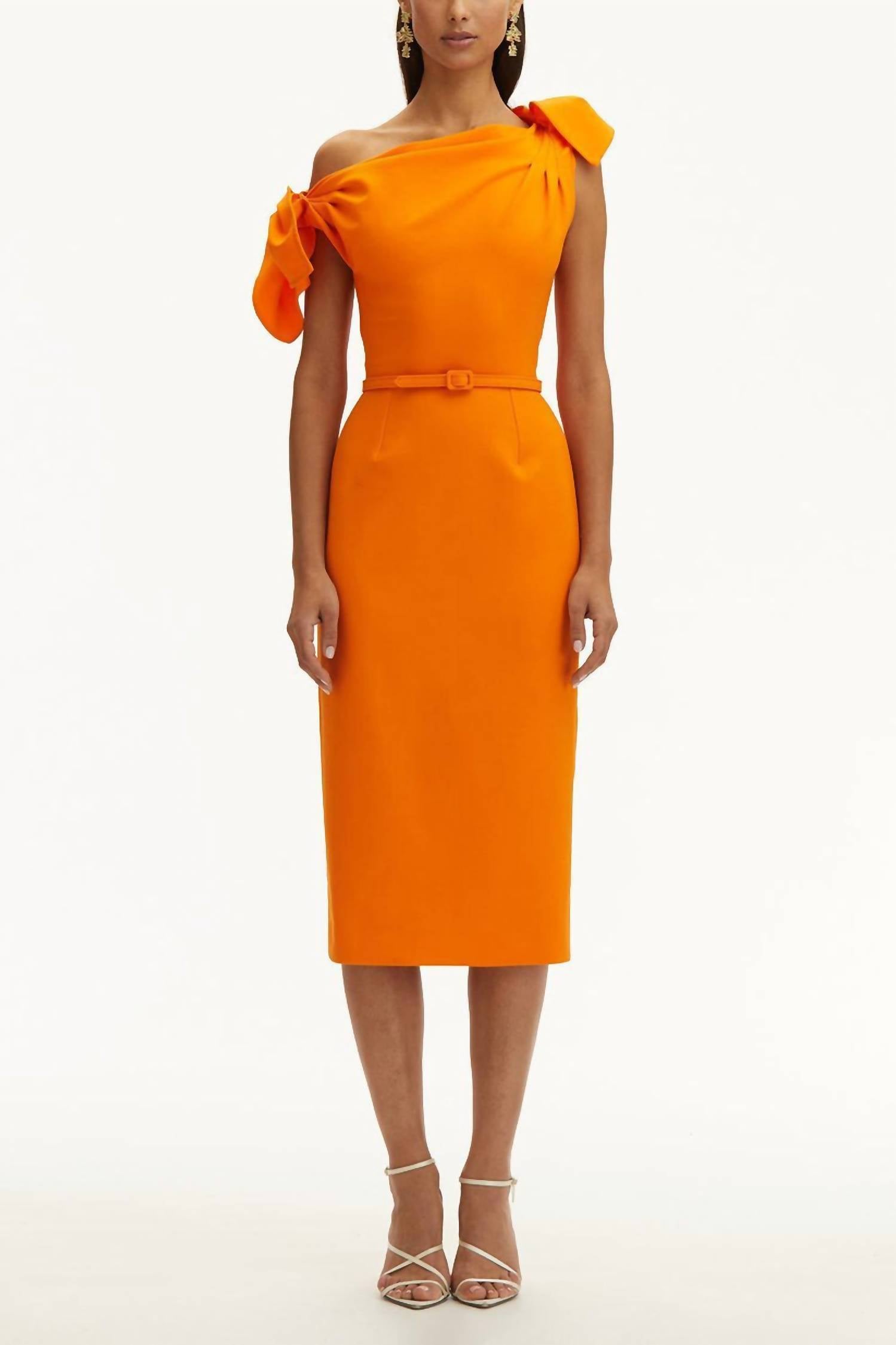 Oscar De La Renta - Women's Drape Neck Detail Slit Dress