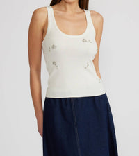 LUCY PARIS Doreen Rhinestone Tank Top in white - women's tank top