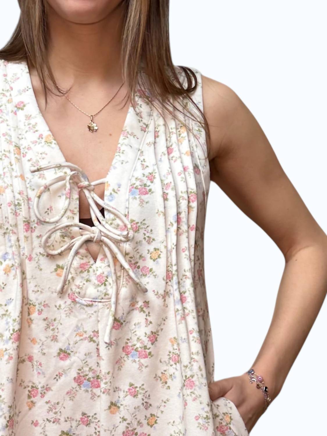Main Strip - Floral Tie Front Romper