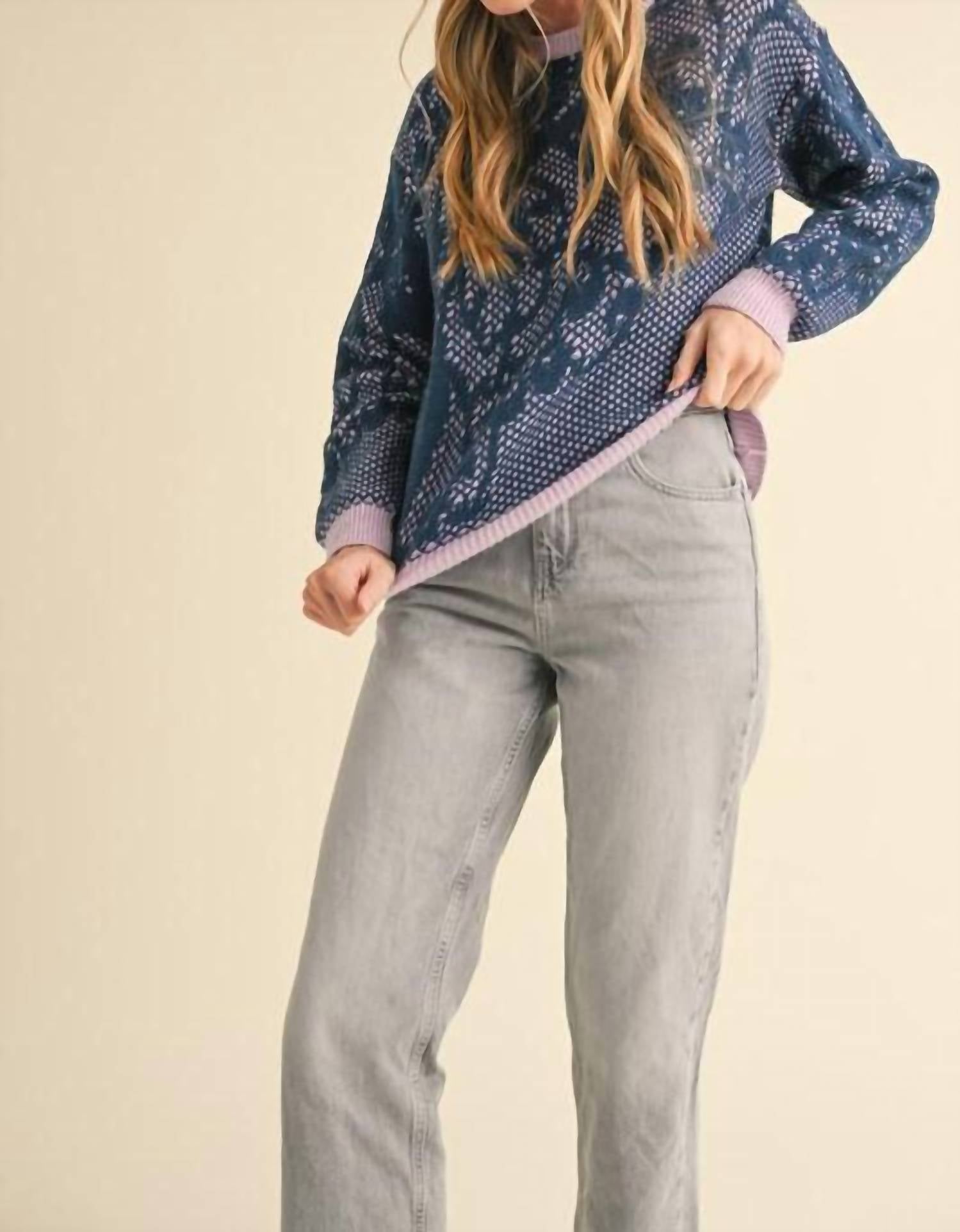 &Merci - Lace Pattern Knit Sweater