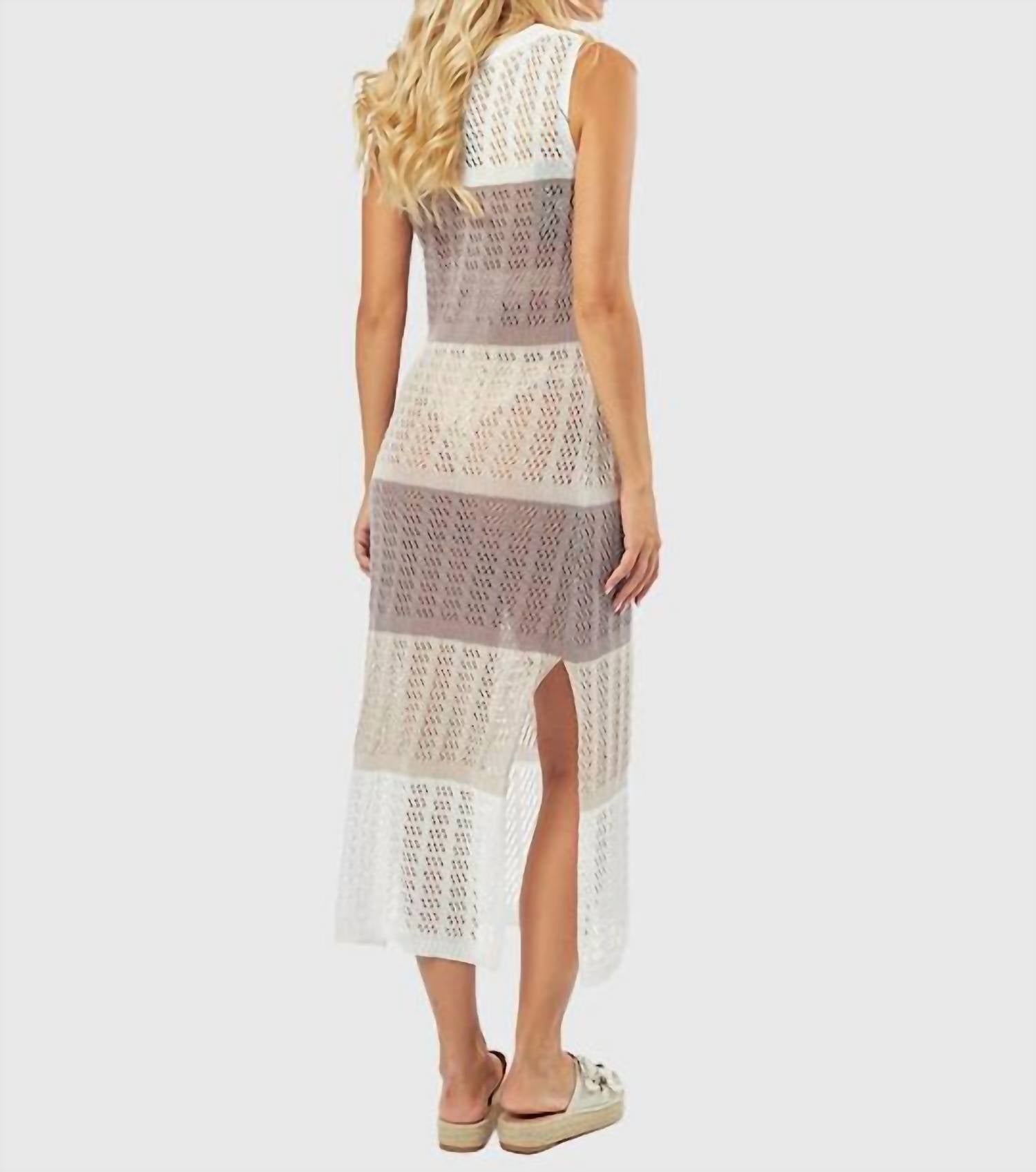 Unishe - Colorblock Eyelet Split Dress