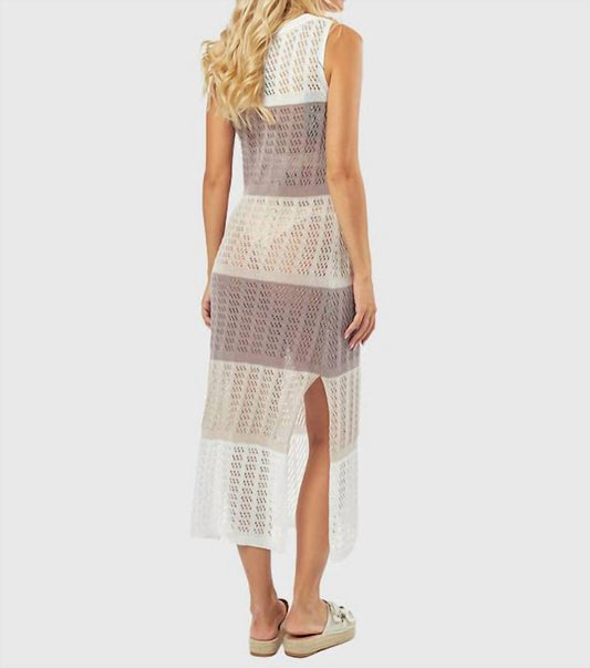 Unishe - Colorblock Eyelet Split Dress