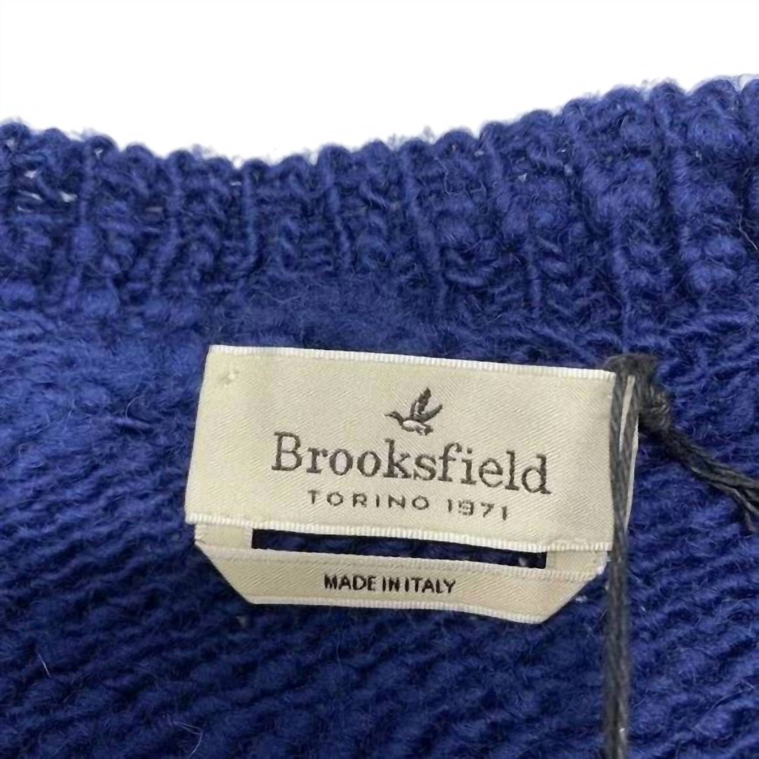 Brooksfield - Men’s Slub Wool Crew Neck Knit Sweater