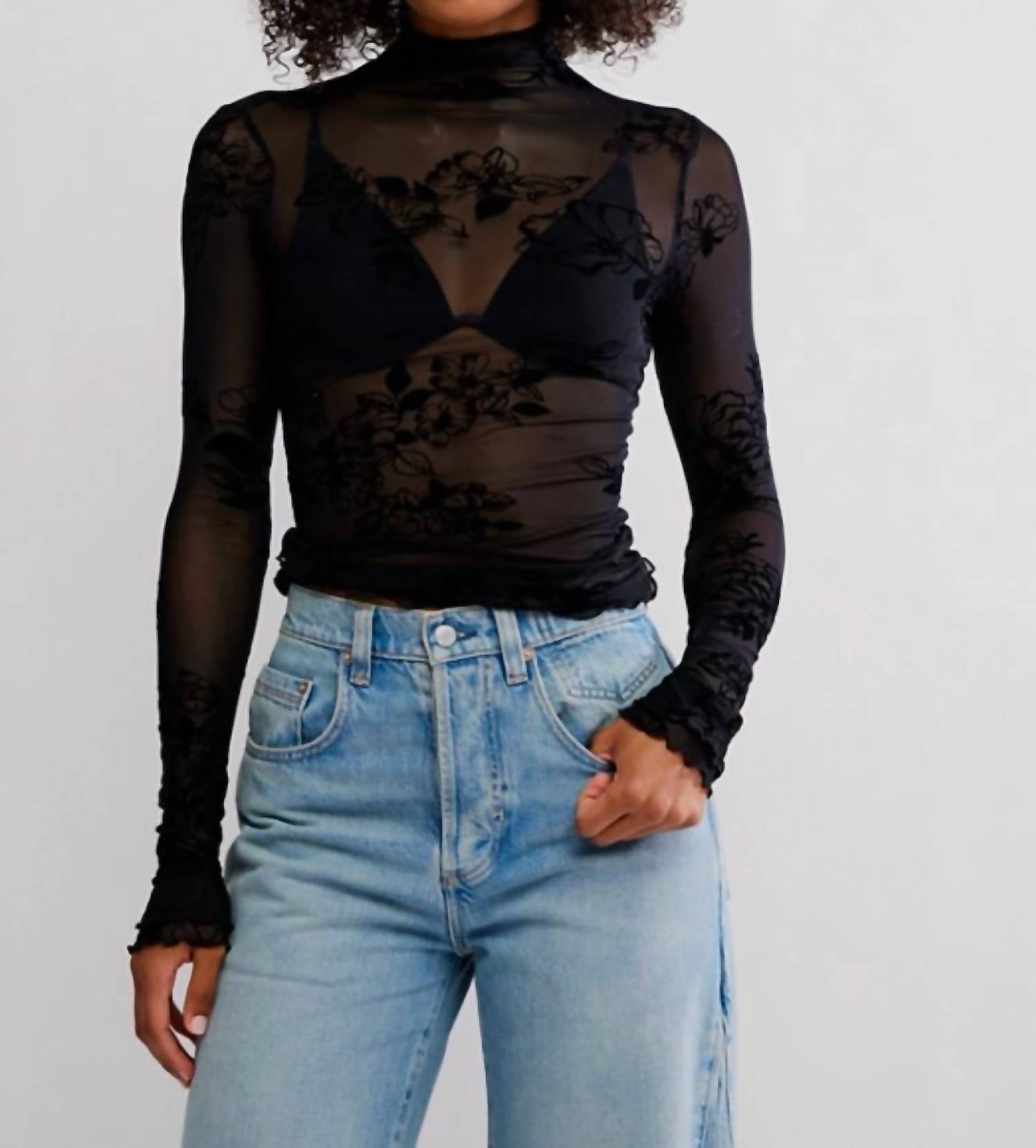Free People - Kyla Velvet Lace Layering Top