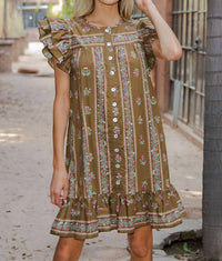Ee:Some - Floral Button Down Dress