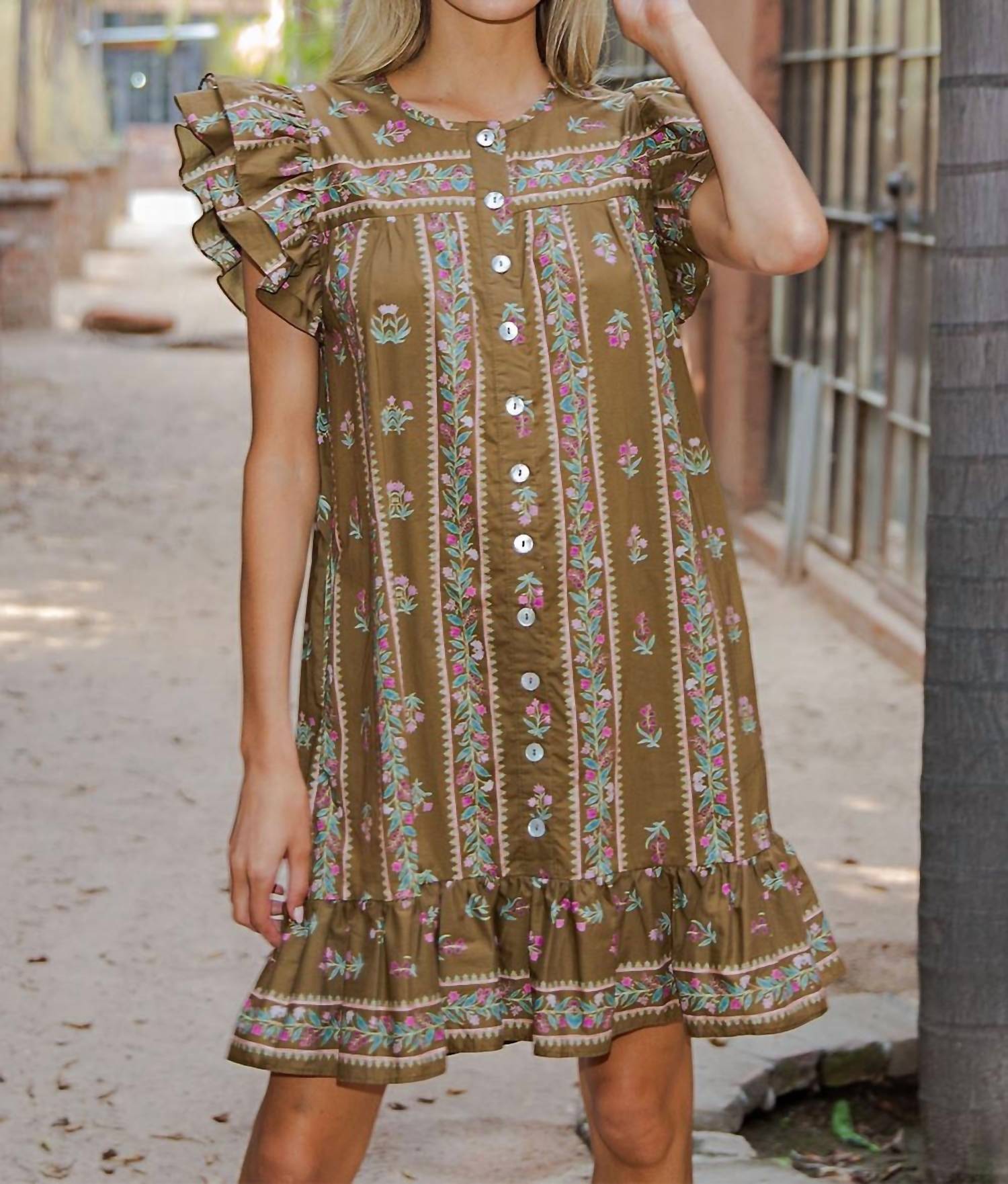 Ee:Some - Floral Button Down Dress