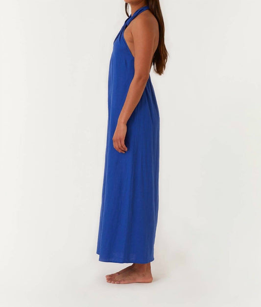 Lovestitch - Open Back Twist Halter Maxi Dress With Front Slit