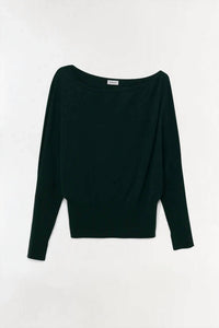 SIMKHAI Lavina Off Shoulder Sweater in emerald - women's sweater - view 6