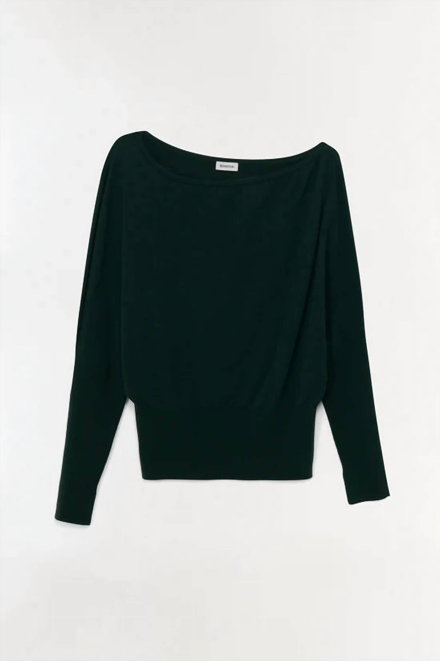 SIMKHAI Lavina Off Shoulder Sweater in emerald - women's sweater - view 6