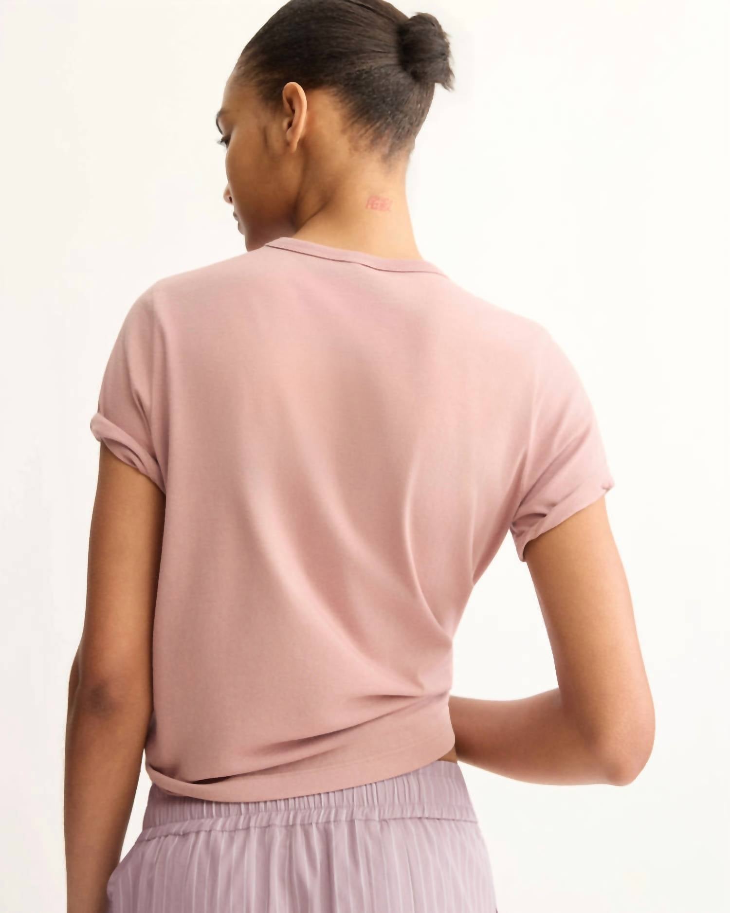 Arlo Mott Willow Short Sleeve Tee in dusty rose - women's t-shirt - detail view