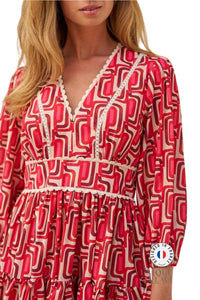 Choklate Paris - Camille Abstract Print Skater Dress