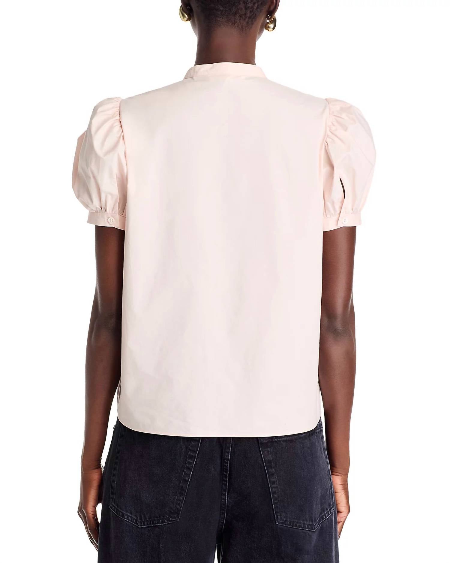 Frame - Gathered Short Sleeve Button Front Top
